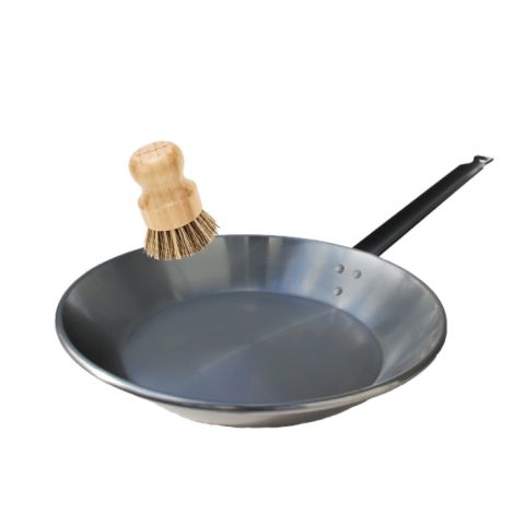 Poêle en fer 28 cm + Brosse de nettoyage écologique