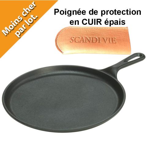 Poêle crêpière en fonte naturelle pour induction