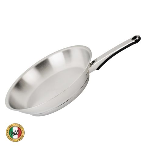 Poele inox grand modele 28cm, poignée bakélite