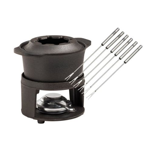 Service à fondue en fonte avec piques
