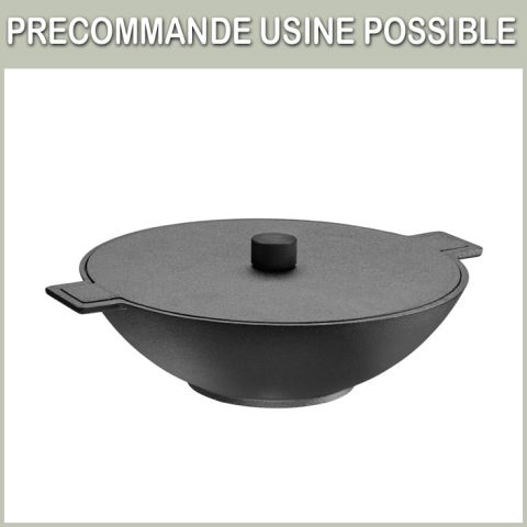 wok en fonte skeppshult serie noire avec couvercle
