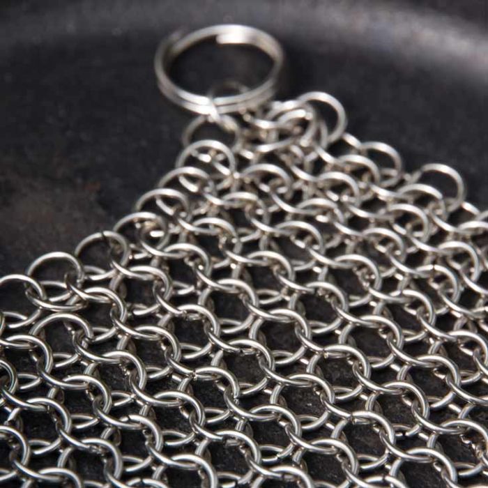 Poêle à frire en fonte 24 cm Pg hêtre+ Cotte de maille
