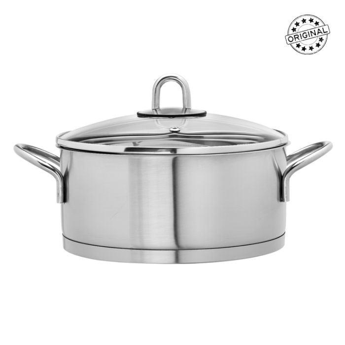 Faitout inox 22 cm 3.6L couvercle verre main product photo