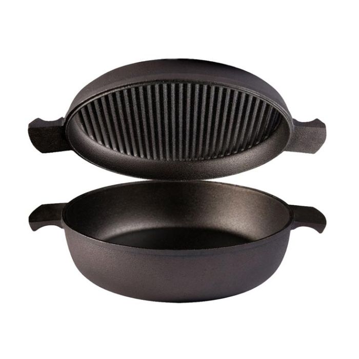 Cocotte grill 2 en 1 en fonte naturelle induction