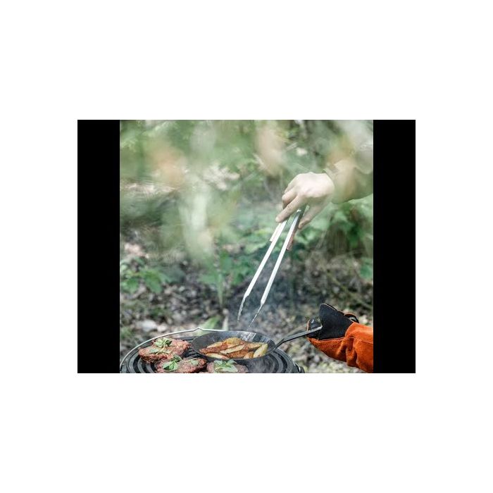 Pince à barbecue Inox bois 41cm-Bout plat