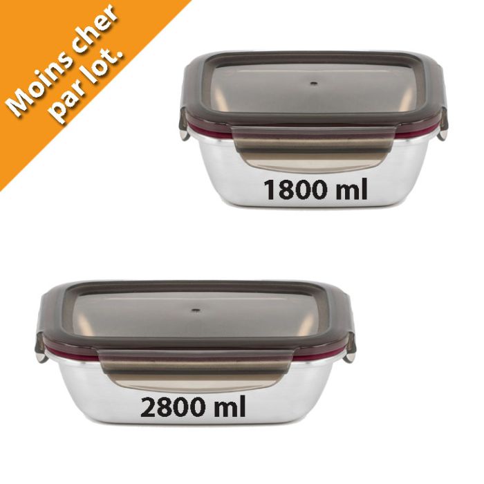 Boite alimentaire inox 1800 + 2800ml-Micro-ondes main product photo