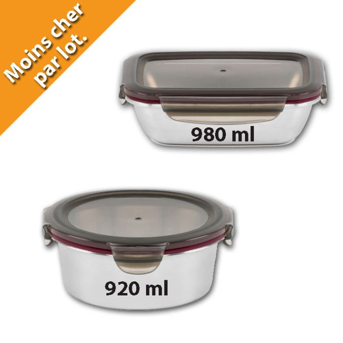 Lot Boite alimentaire inox 920 + 980ml-Micro-ondes main product photo