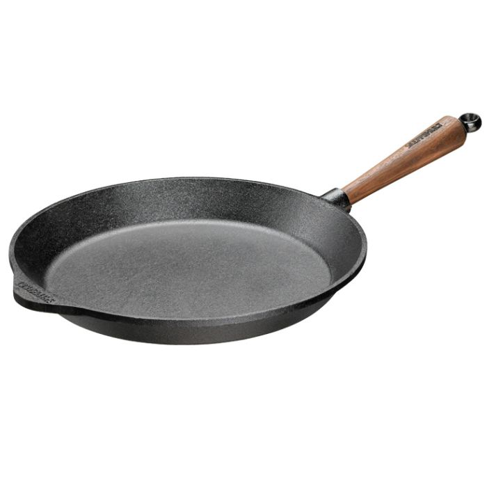 Poele a frire en fonte Ø 34 cm - Poignée Noyer main product photo