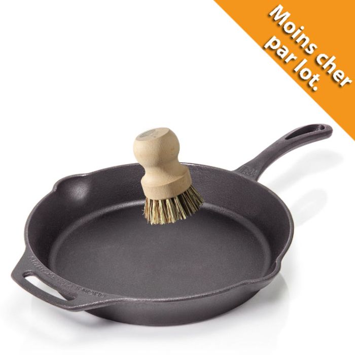 Poêle fonte 28 cm + brosse de nettoyage main product photo
