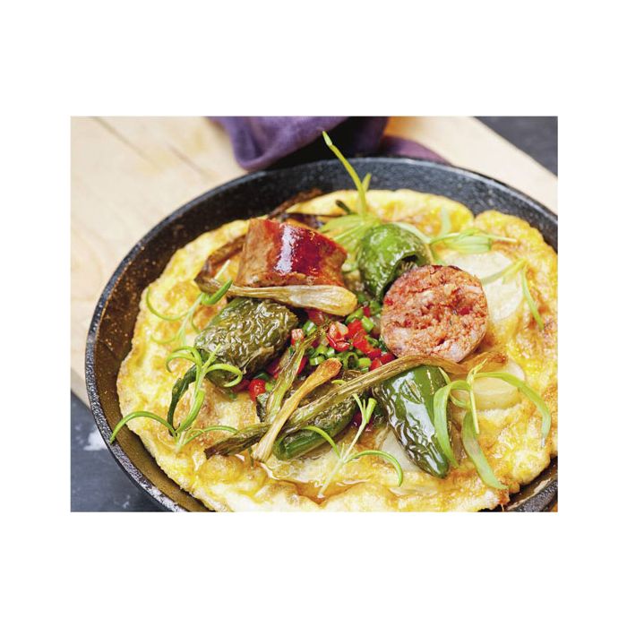 omelette poivron vert dans poele skeppshult