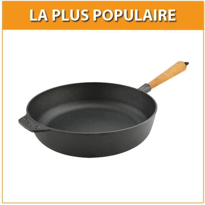 Sauteuse fonte Ø 24 cm - Poignée hêtre clair main product photo