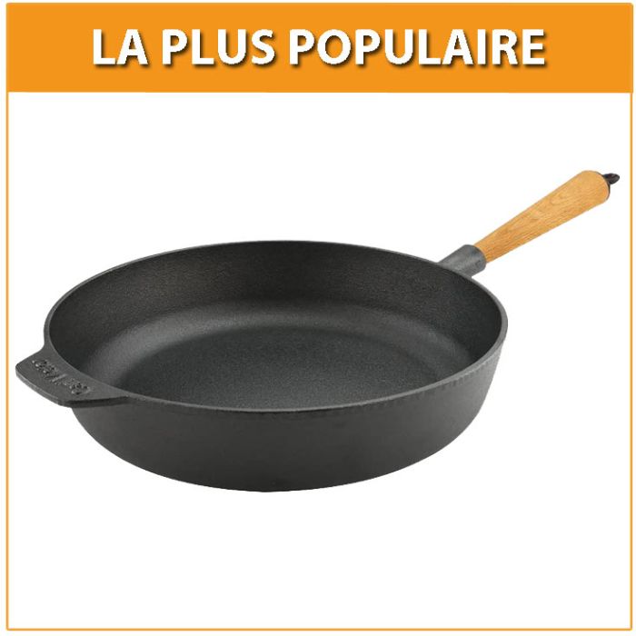 Sauteuse fonte Ø 28 cm - Poignée hêtre clair main product photo