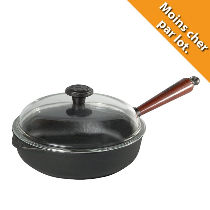 Poêle sauteuse Ø 24 cm avec couvercle pyrex / bouchon fonte main product photo