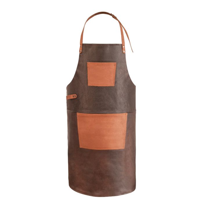 Tablier de cuisine en cuir - Sangle de cou main product photo