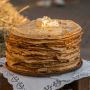 Crepiere poignée hêtre avec râteau à crêpe