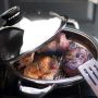 Cuisson viande dans sauteuse inox grill