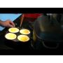 Poele à pancakes / oeufs carrée-4 moules ronds