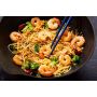 nouilles brocolis crevettes sautees dans wok