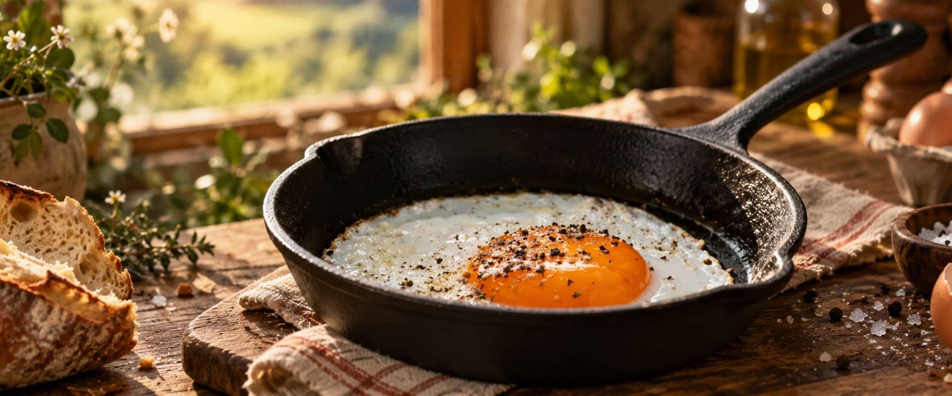 Oeuf à la poêle en fonte