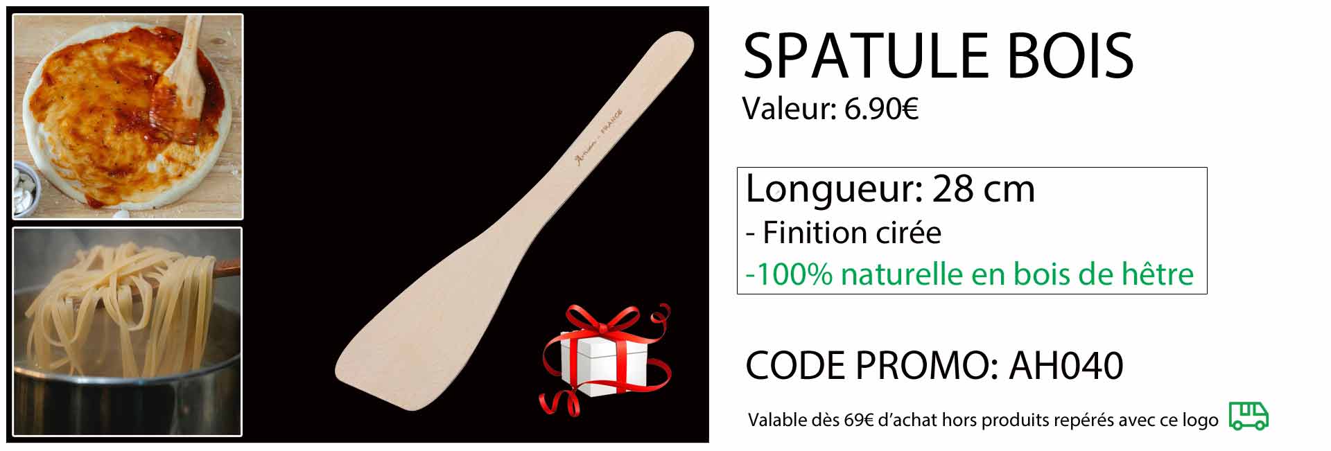 Spatule plate en bois de hetre